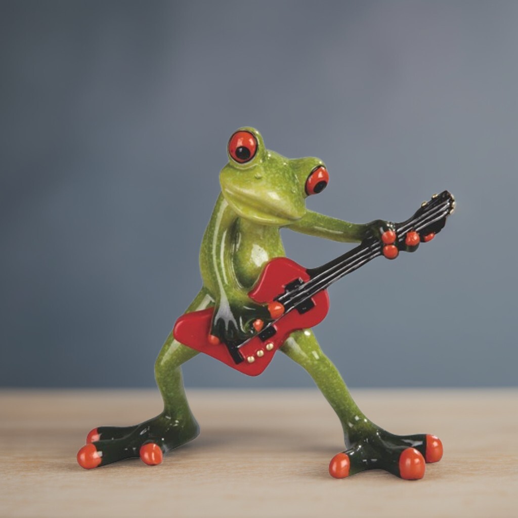 6.25"H Frog Playing guitar Figurine