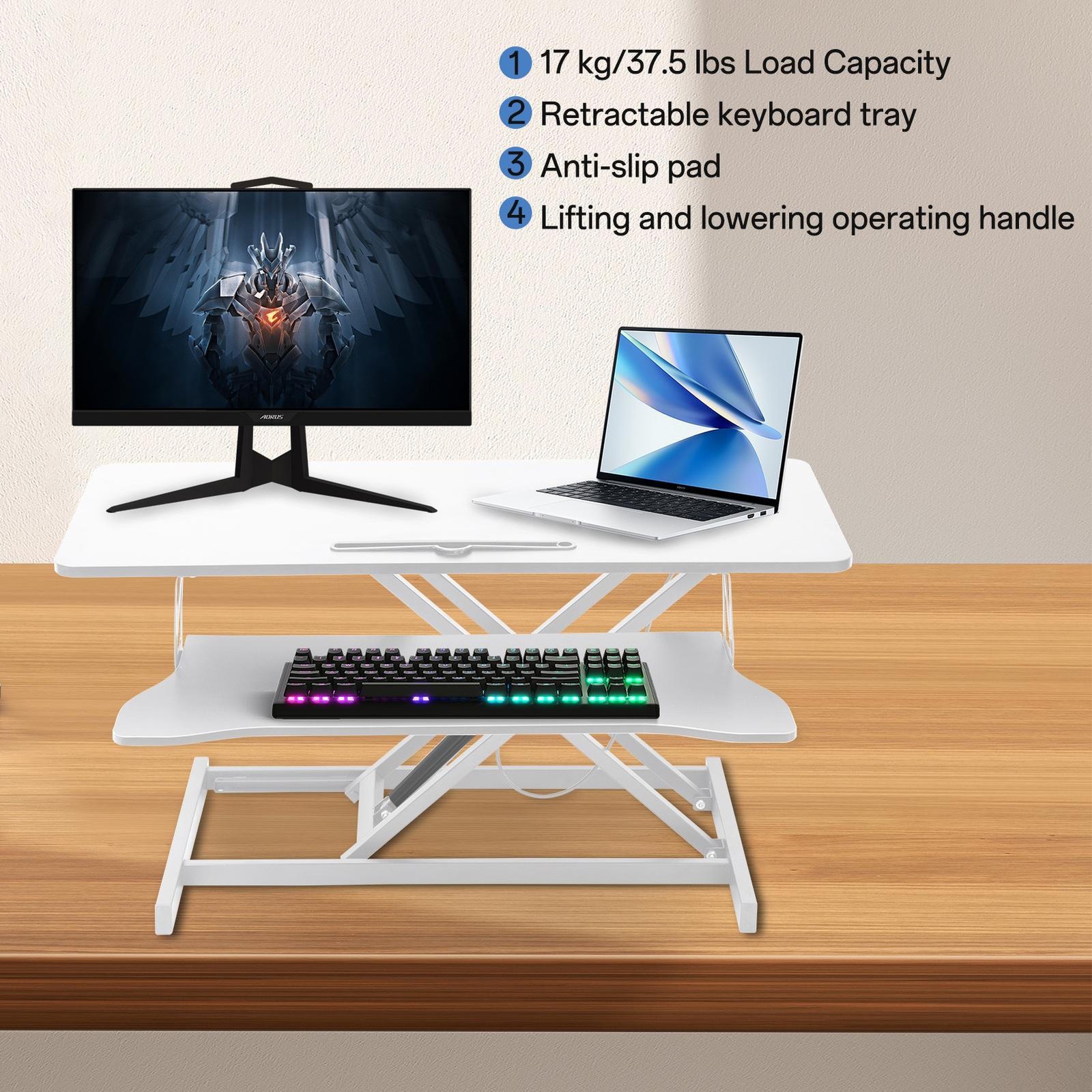 37" Standing Desk Converter - Height Adjustable Office Desk Riser