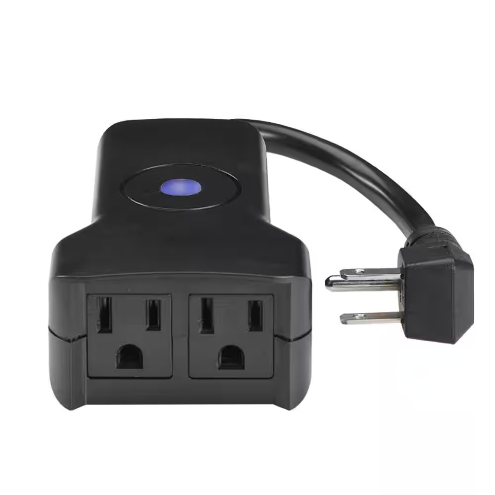 Smart Yard Plug Outdoor-Rated Wi-Fi 3-Prong 2-Outlets Amazon Alexa/Google Asst,