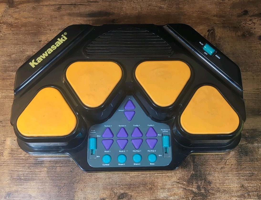 Kawasaki Electronic Drum Vtg Y2K Interactive Toy Instrument No Sticks.