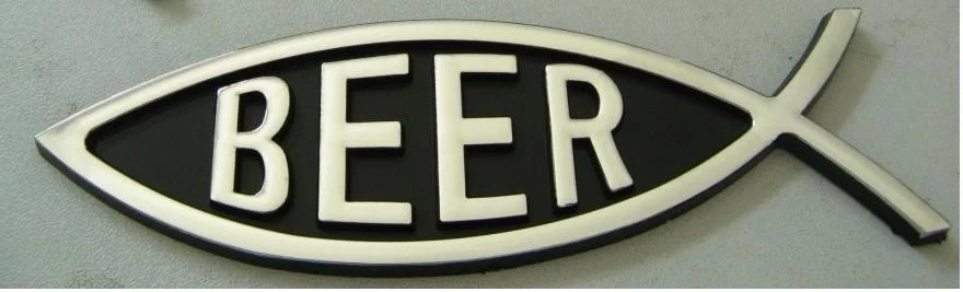 BEER Fish Emblem Funny Car Badge Beer Lover Gift Chrome Drink Decor Novelty Bar