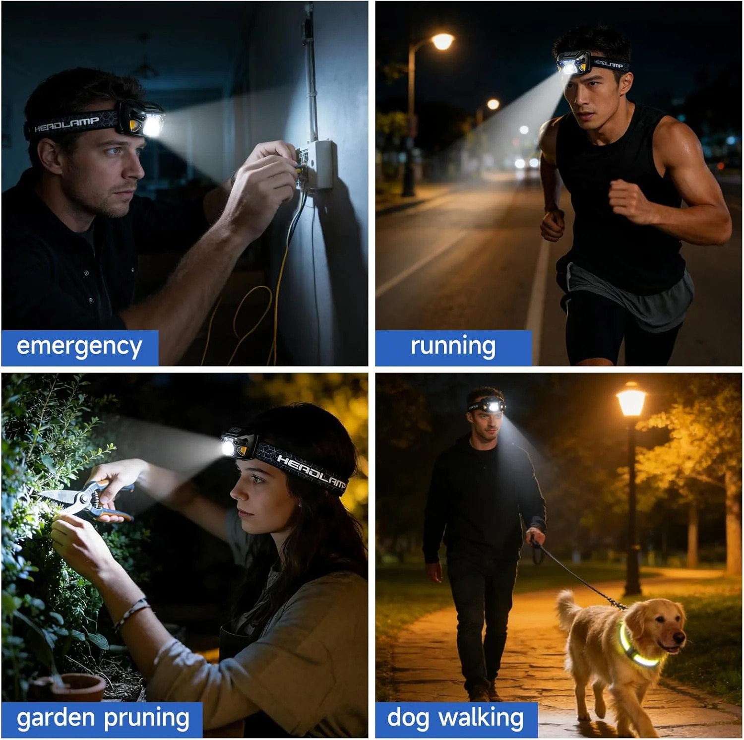 2 Sets High-End Comfortable Camping Work Headlamp Long Endurance Lighting FAST