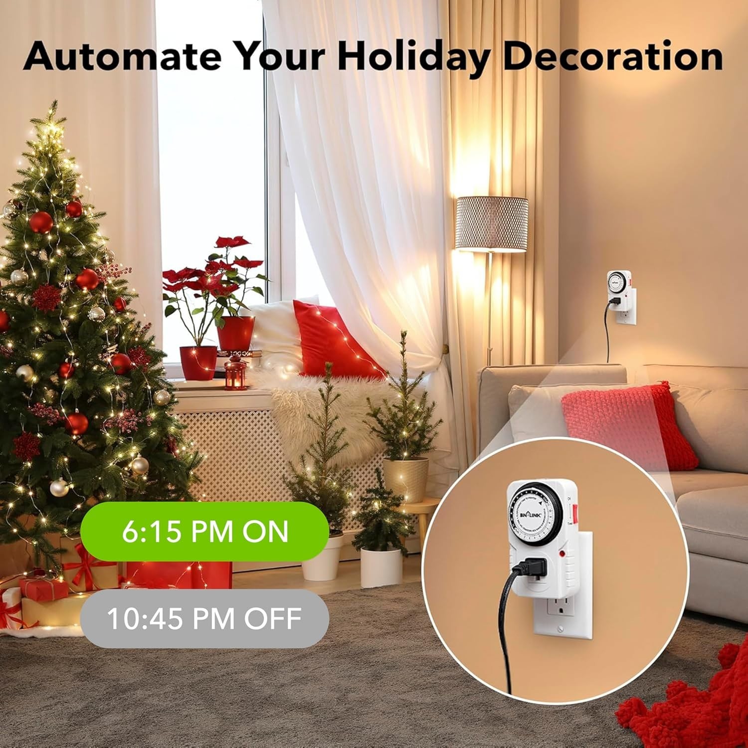 24-Hour Heavy Duty Mechanical Timer Outlet - Safe & User-Friendly Automation