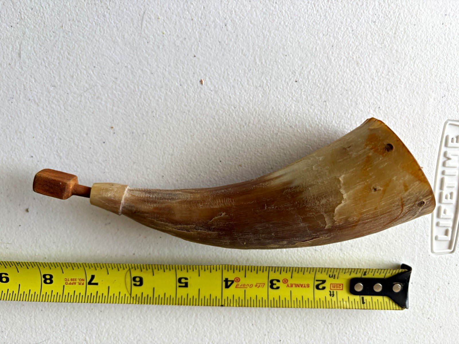 Powder Horn for Muzzleloader w/ Wood Stopper Plug Approx 9 in Long