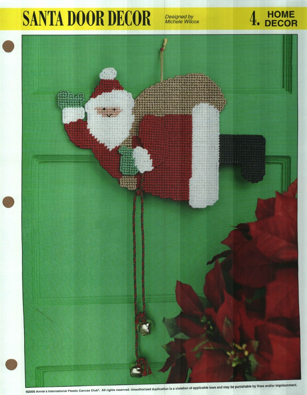 NEW SANTA DOOR DECOR CHRISTMAS ANNIE'S PLASTIC CANVAS PATTERN INSTRUCTIONS