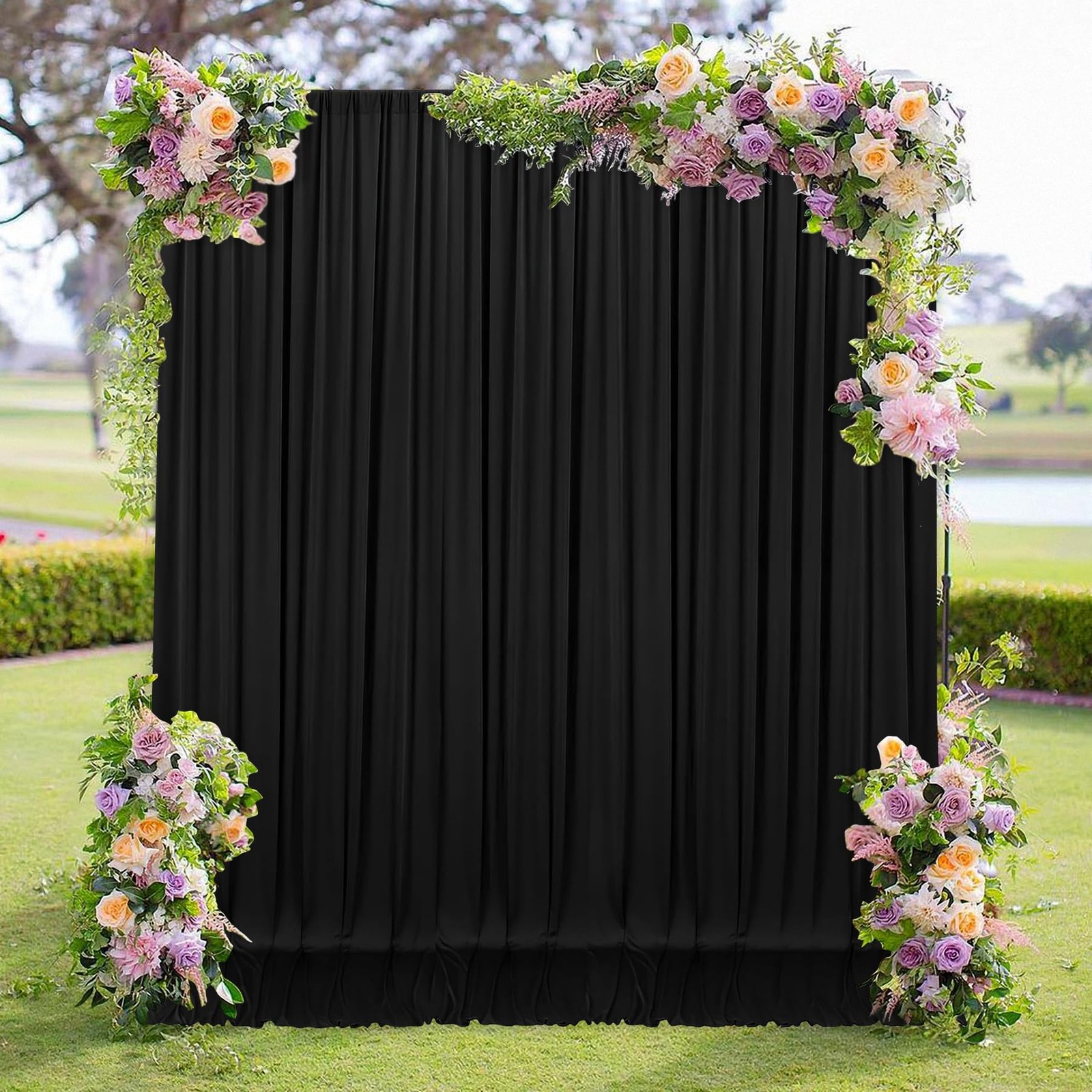 Meetsky Black Backdrop Curtains For Parties - 10Ft X 8Ft Party Photo Background