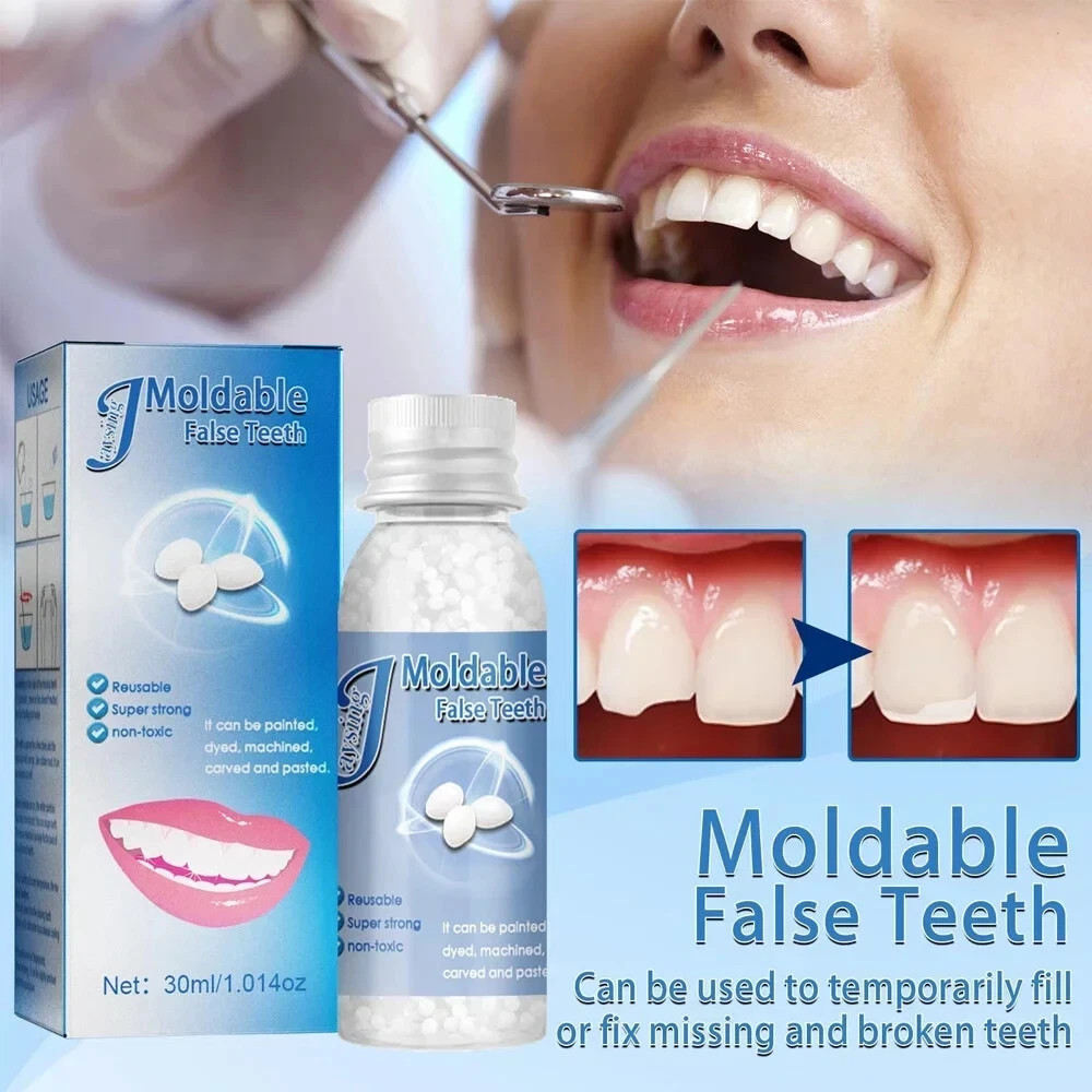 2Pcs Teeth Repair Kit, Temporary False Teeth Moldable False Teeth for Snap on