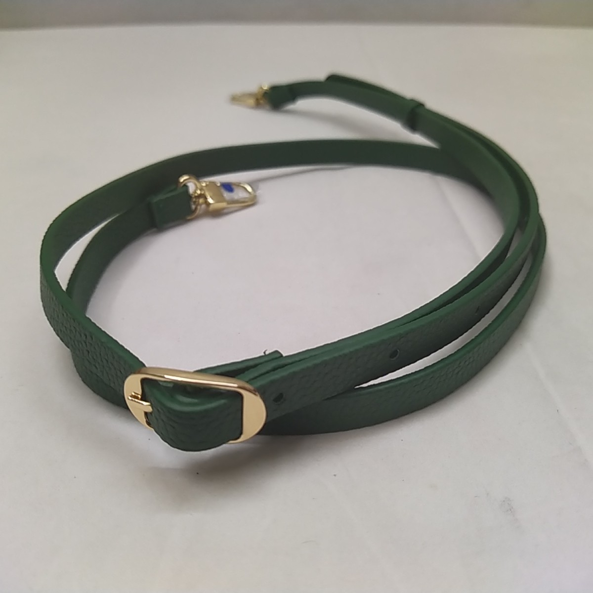 Green Leather Replacement Strap W/ Goldtone Push Gate Hook - NEW