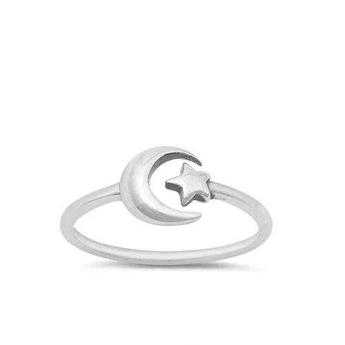 Sterling Silver Moon and Star Adjustable Toe Ring