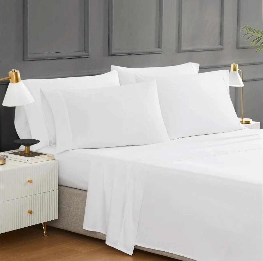 Hotel Signature Egyptian Cotton 400 TC 6-Piece Sheet Set White Queen