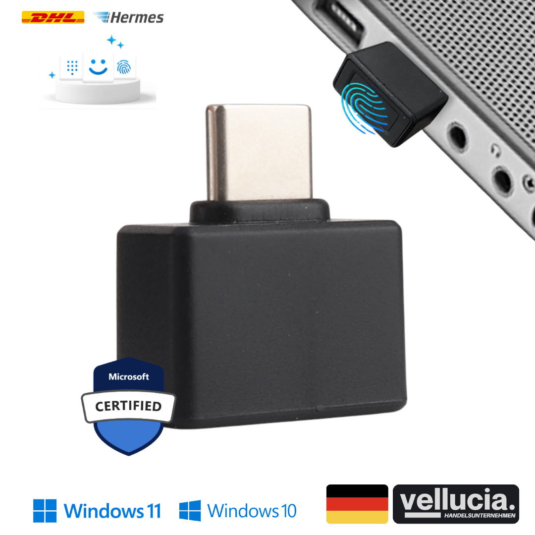 USB-C Fingerprint Reader for Windows 10 & 11 Hello Secure Biometric Scanner