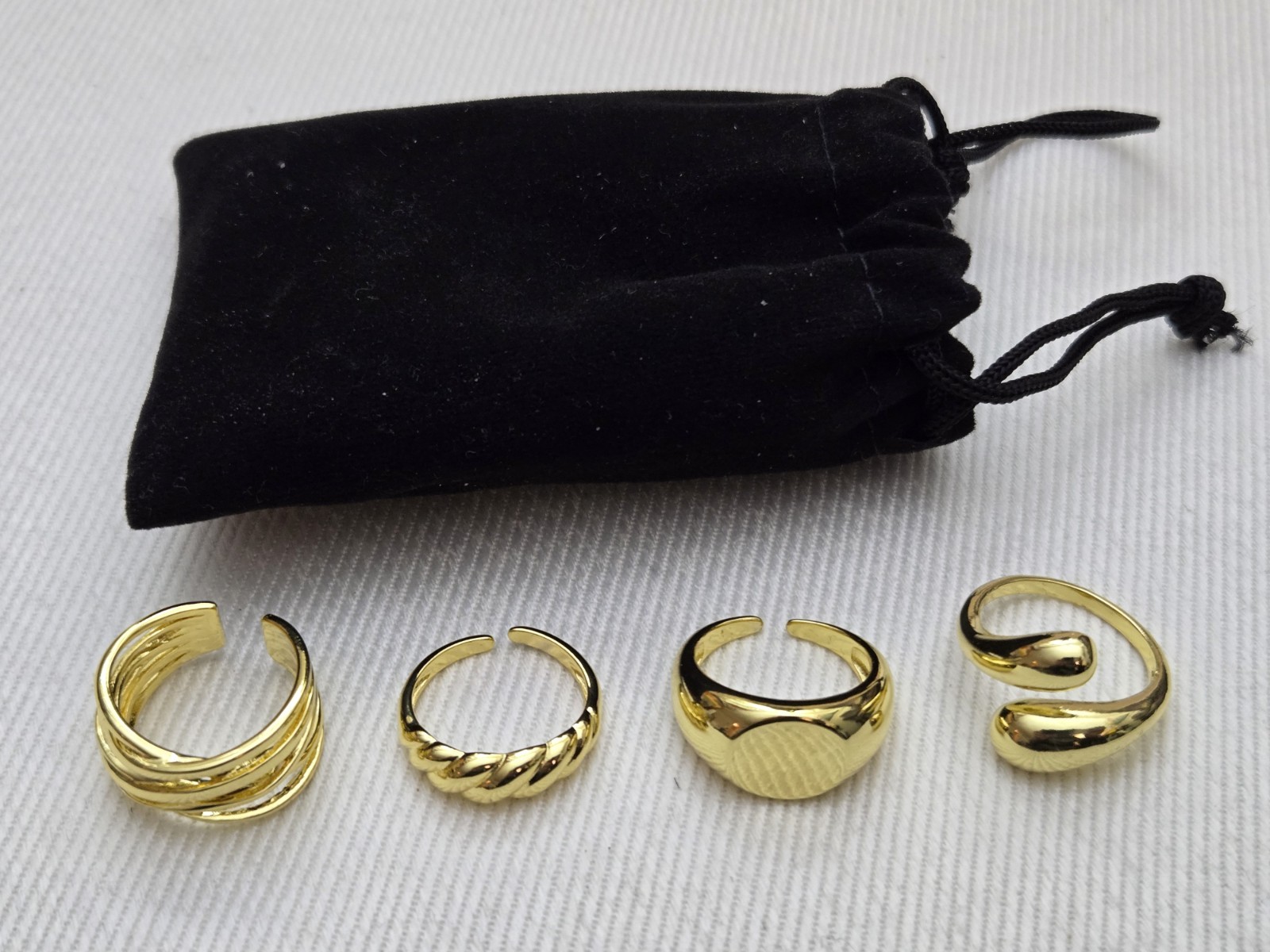 Chunky Gold Ring Set 4Pc Svovin Adjustable Boho Statement Rings