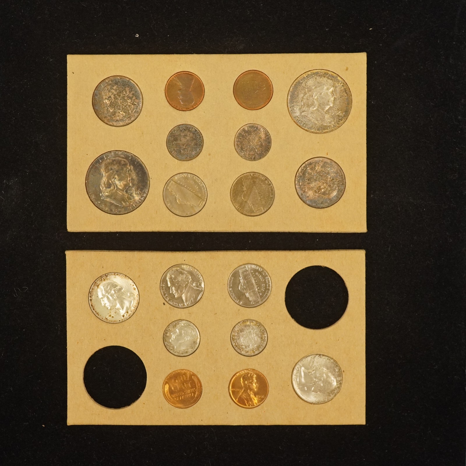 1956 U.S. Mint Double Mint Set 18 Coins Toned in OGP - Free Shipping USA