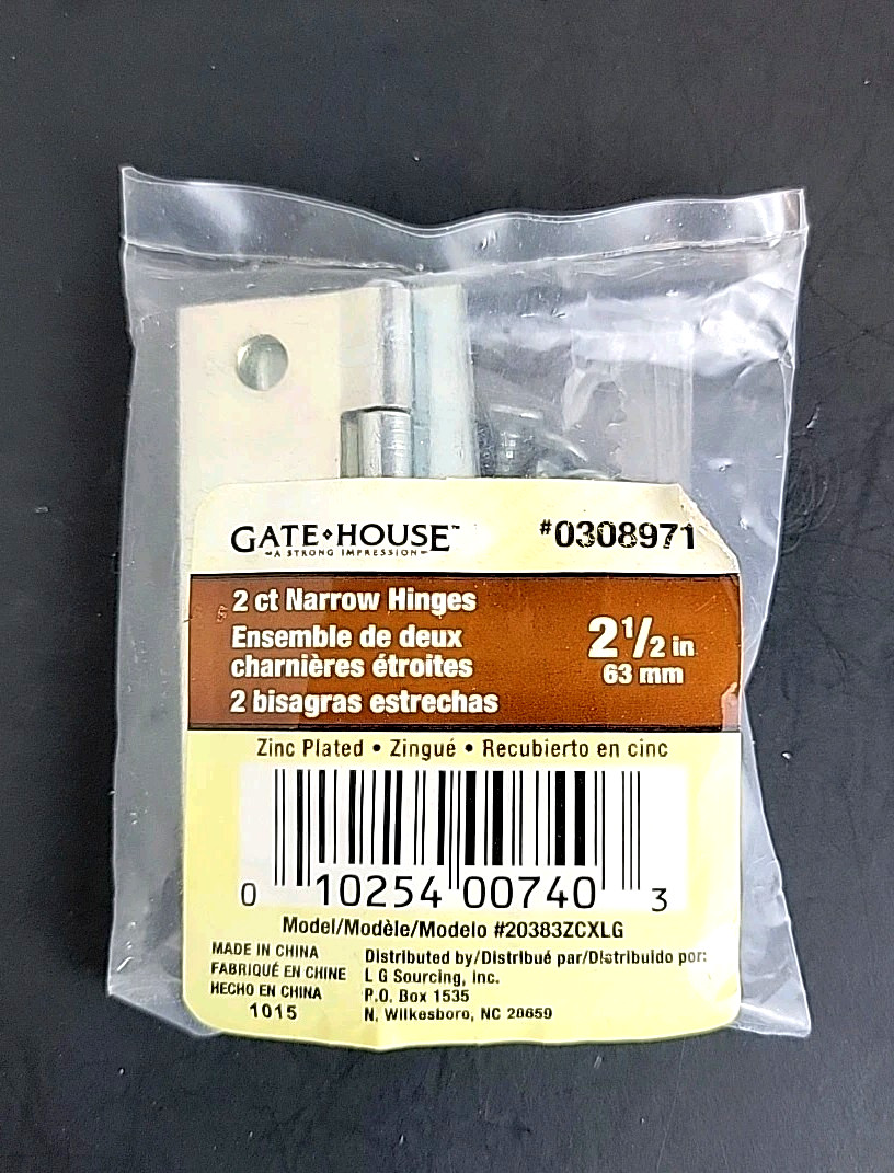Gate House™ 2½" Zinc Plated Narrow Hinges (2 ct) #0308971 - New & Sealed