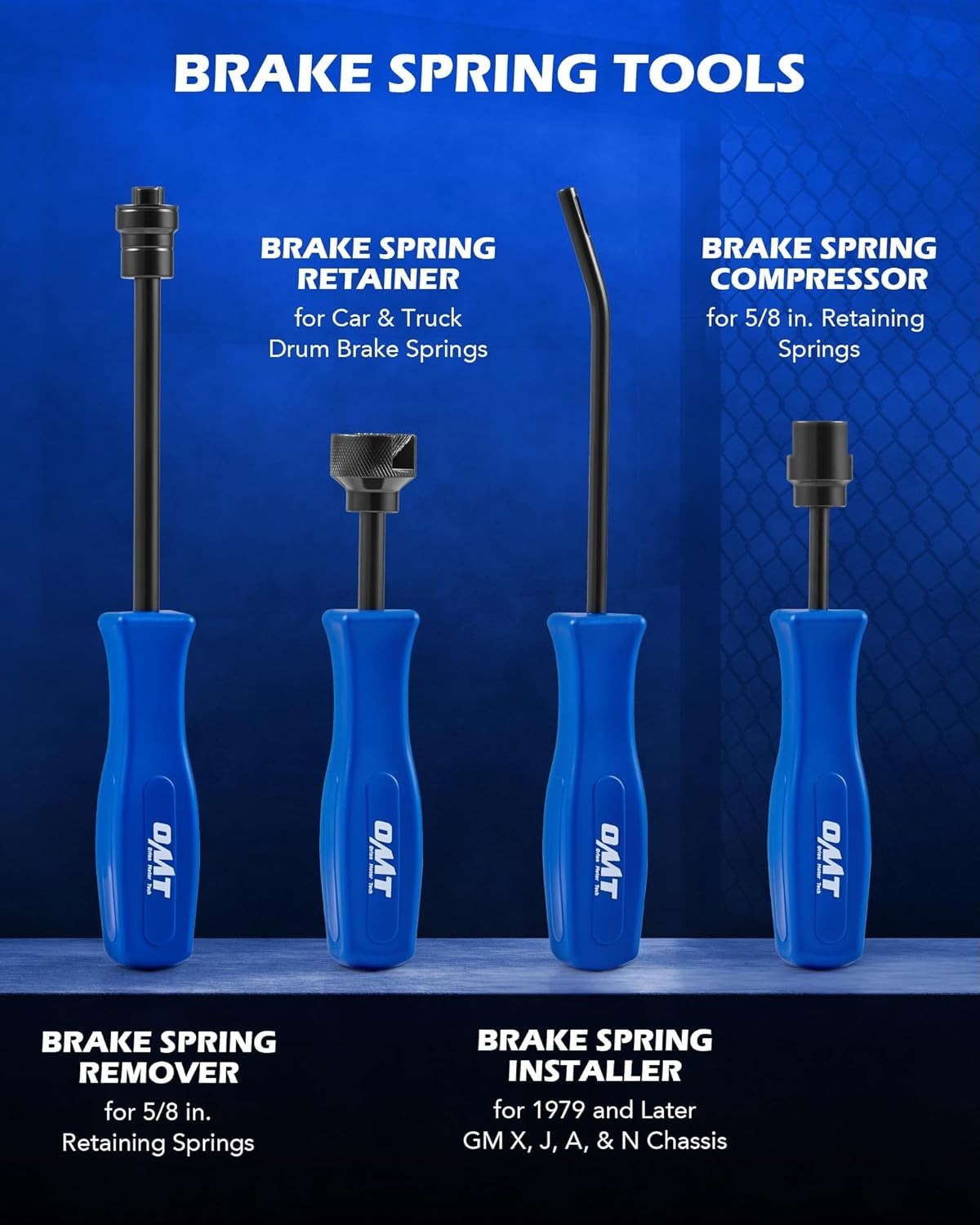 10pc Drum Brake Tool Kit with Spring Compressors, Pliers, and Adjustment Tools
