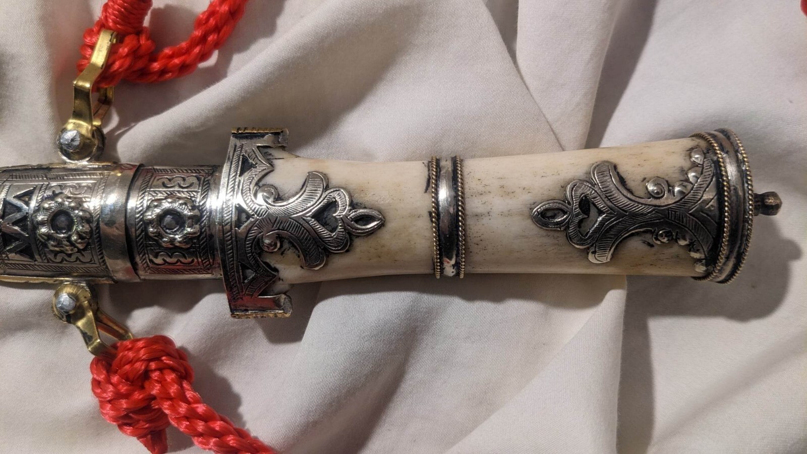 Authentic 12-1/4" Morocco Dagger Khanjar Handmade Silver Dagger Berber BEAUTIFUL