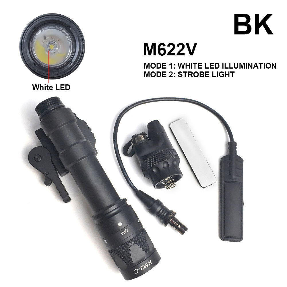 Tactical M622V Flashlight Contstant-On&Strobe Light Torch with ADM QD Rail Mount