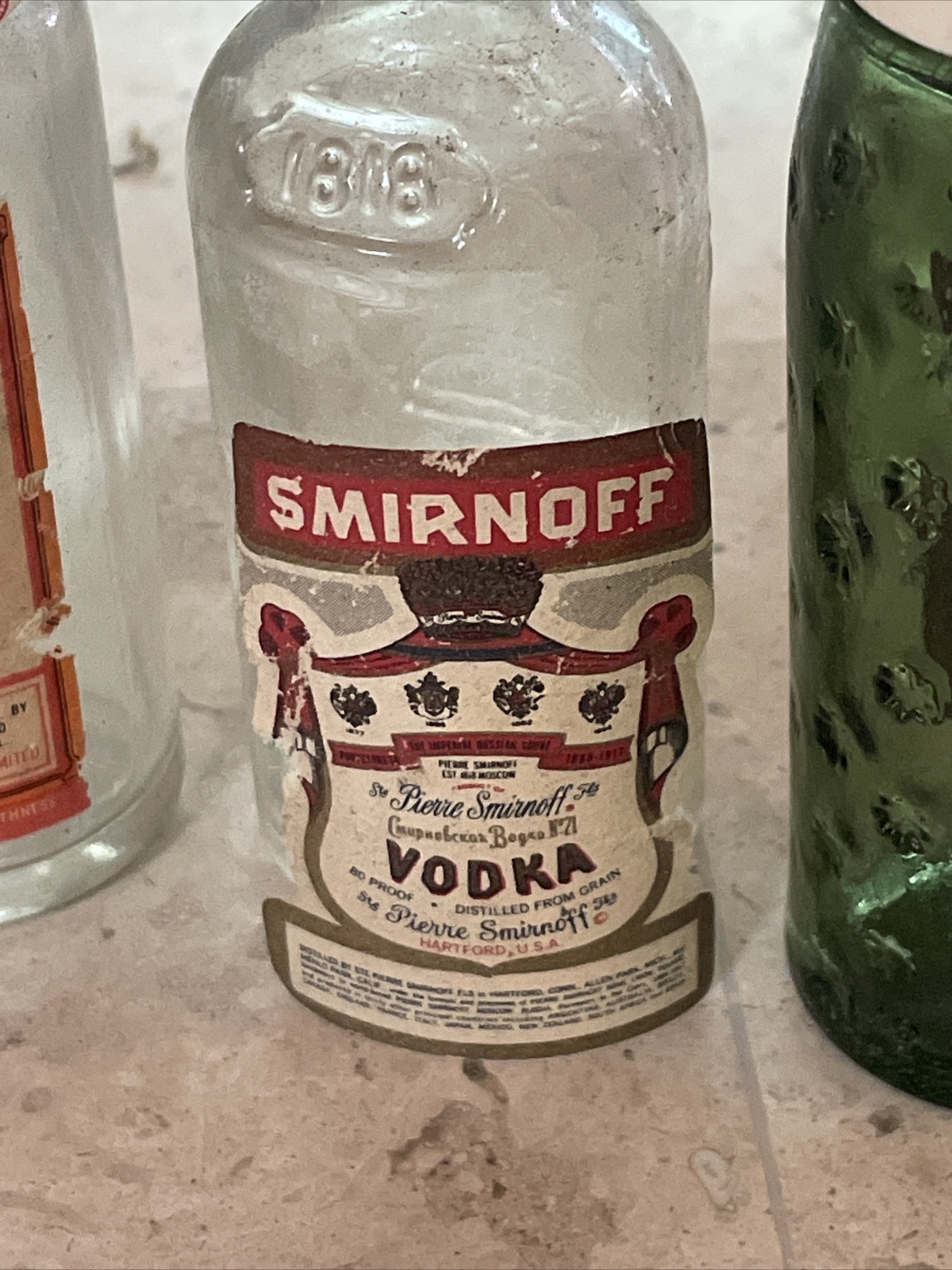 4 Vintage Smirnoff Mini Liquor Bottles empty Airline Vodka Gordon’s Plymouth VTG