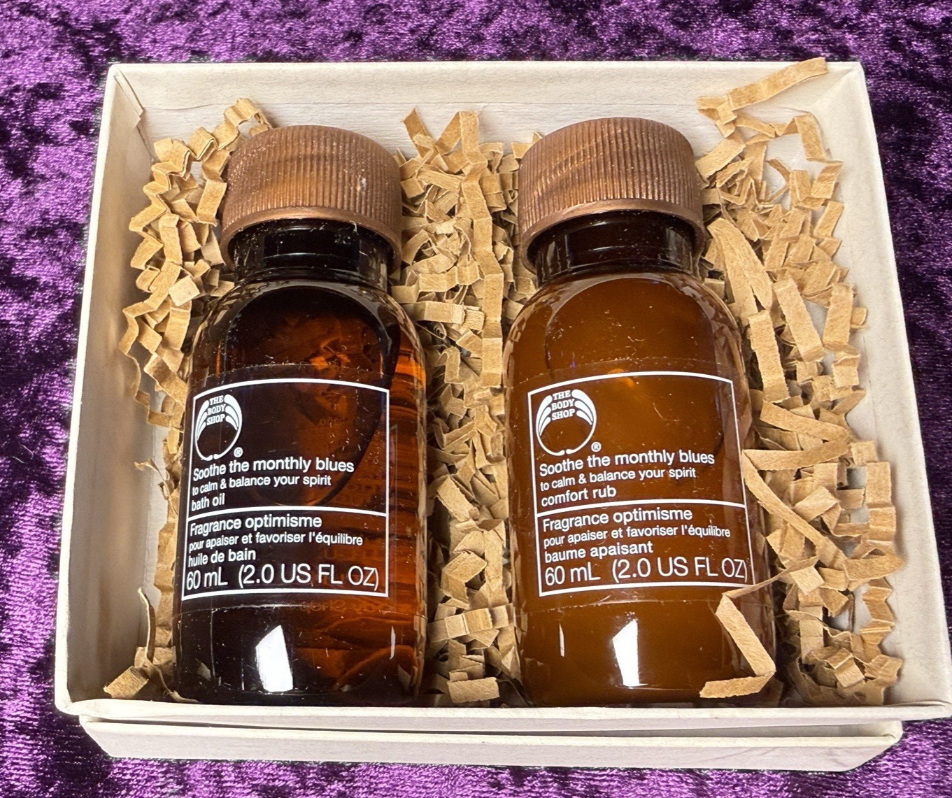The Body Shop Rescue Kit Monthly Blues Bath Oil & Comfort Rub Set Rare