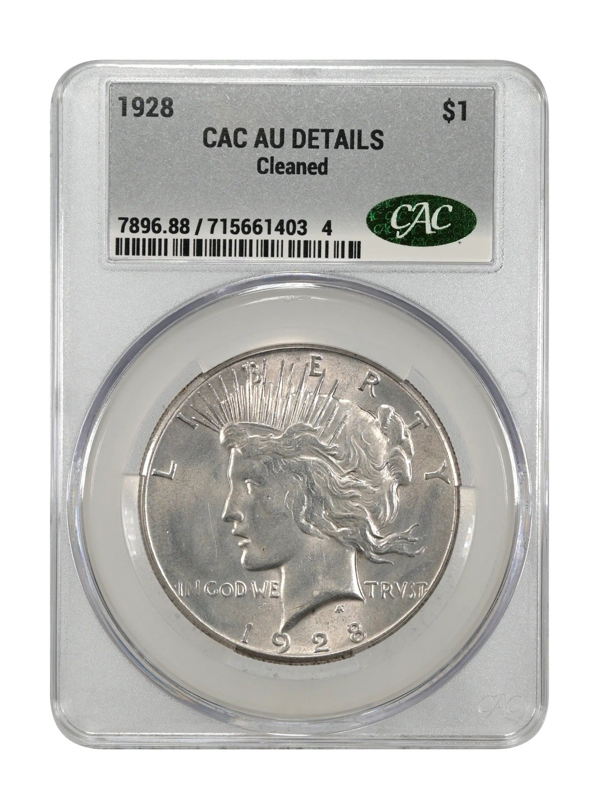 1928 Peace Silver Dollar CAC AU Details Mintage Only 360,649 Key Date