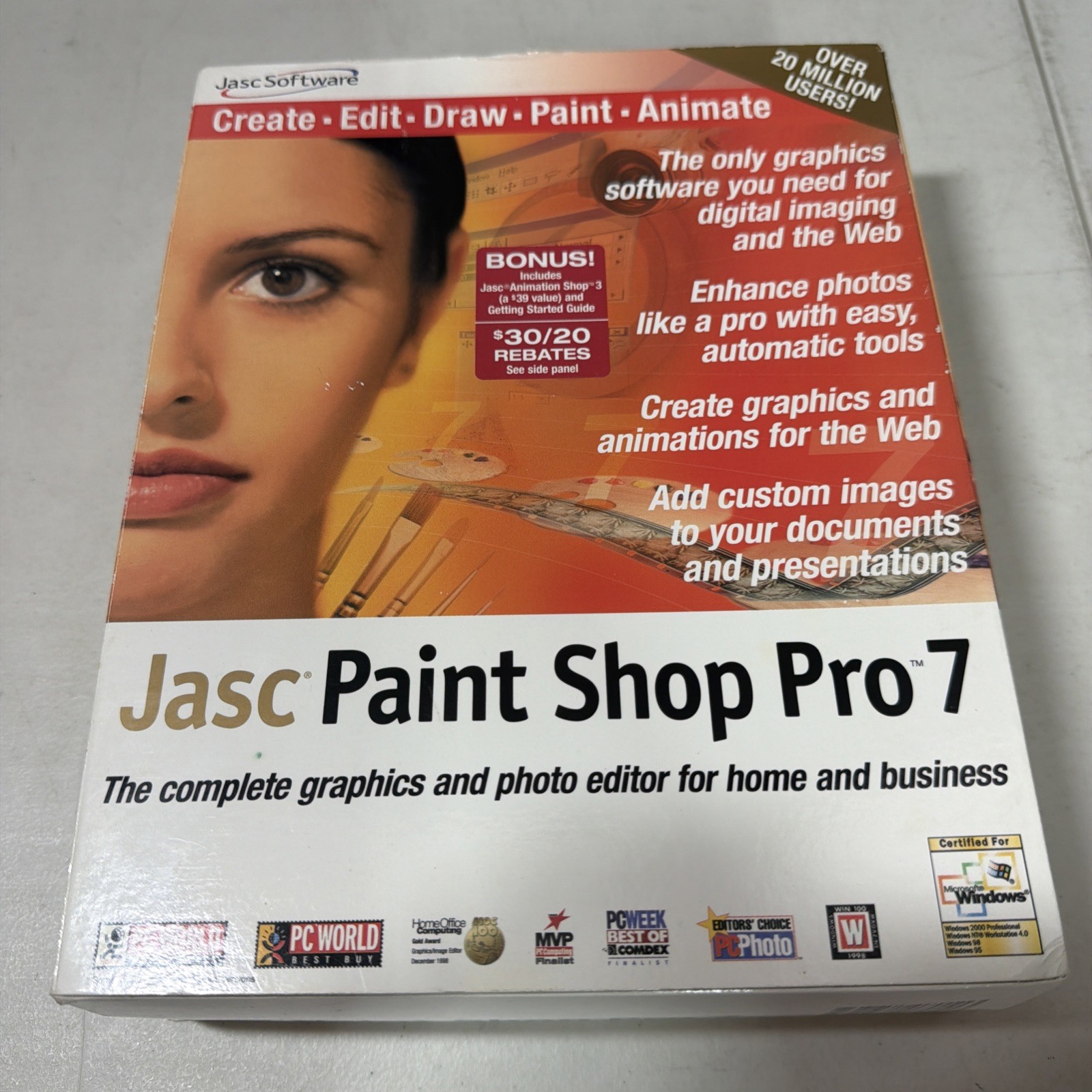 Jasc Software Paint Shop Pro 7 Graphics Photo Editor CD for Windows English
