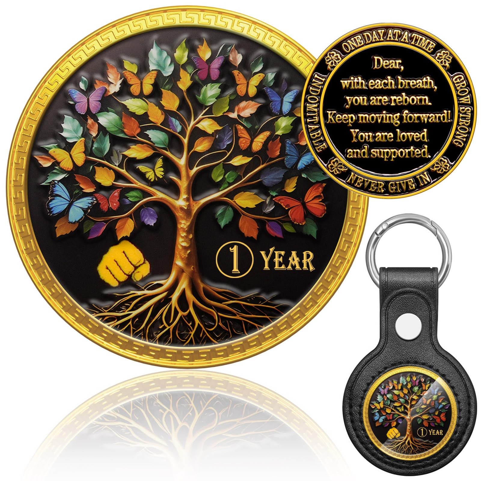 Forfine Sobriety Coin AA Medallion Token Tree of Life 3 Years, Mix