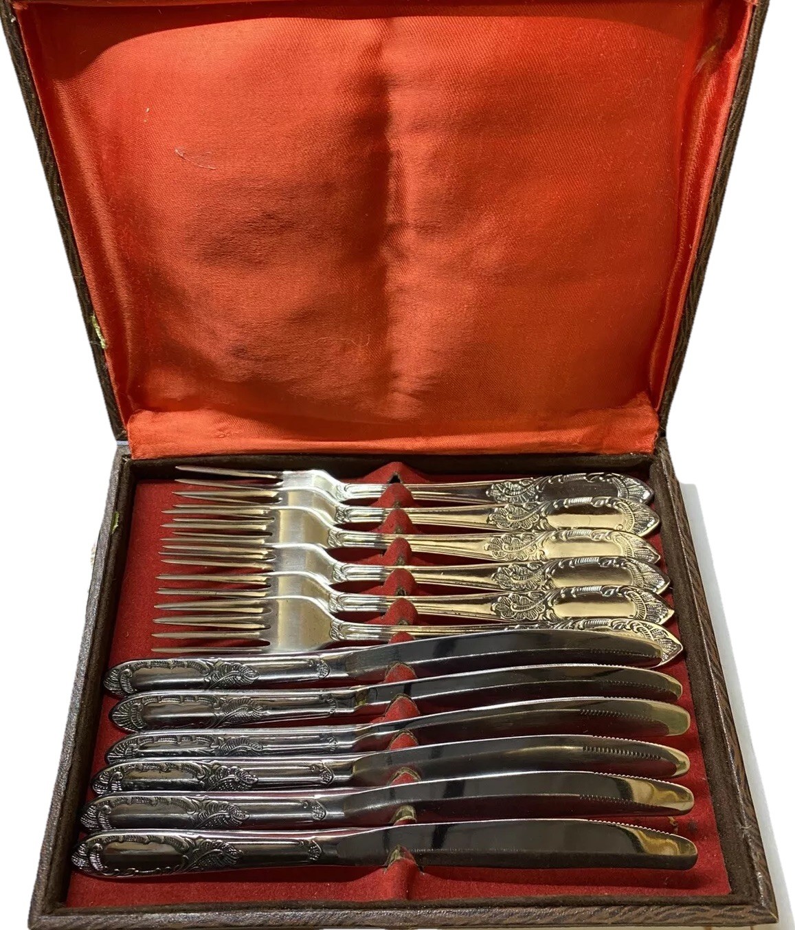 NOS Vintage Forks Knives Set Of 12pc Table Set Stainless Steel in Box USSR 1970s