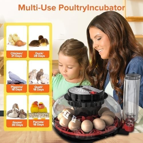 Incubator with Automatic Egg Turning and Humidity Control, Incubators for Hat...