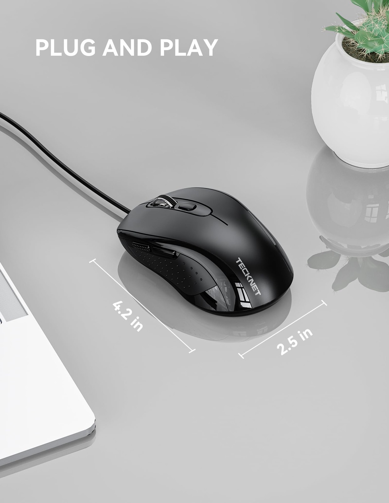Wired Mouse, USB Wired Computer Mice, 3600DPI 4 Adjustable Levels, 6-Button E...