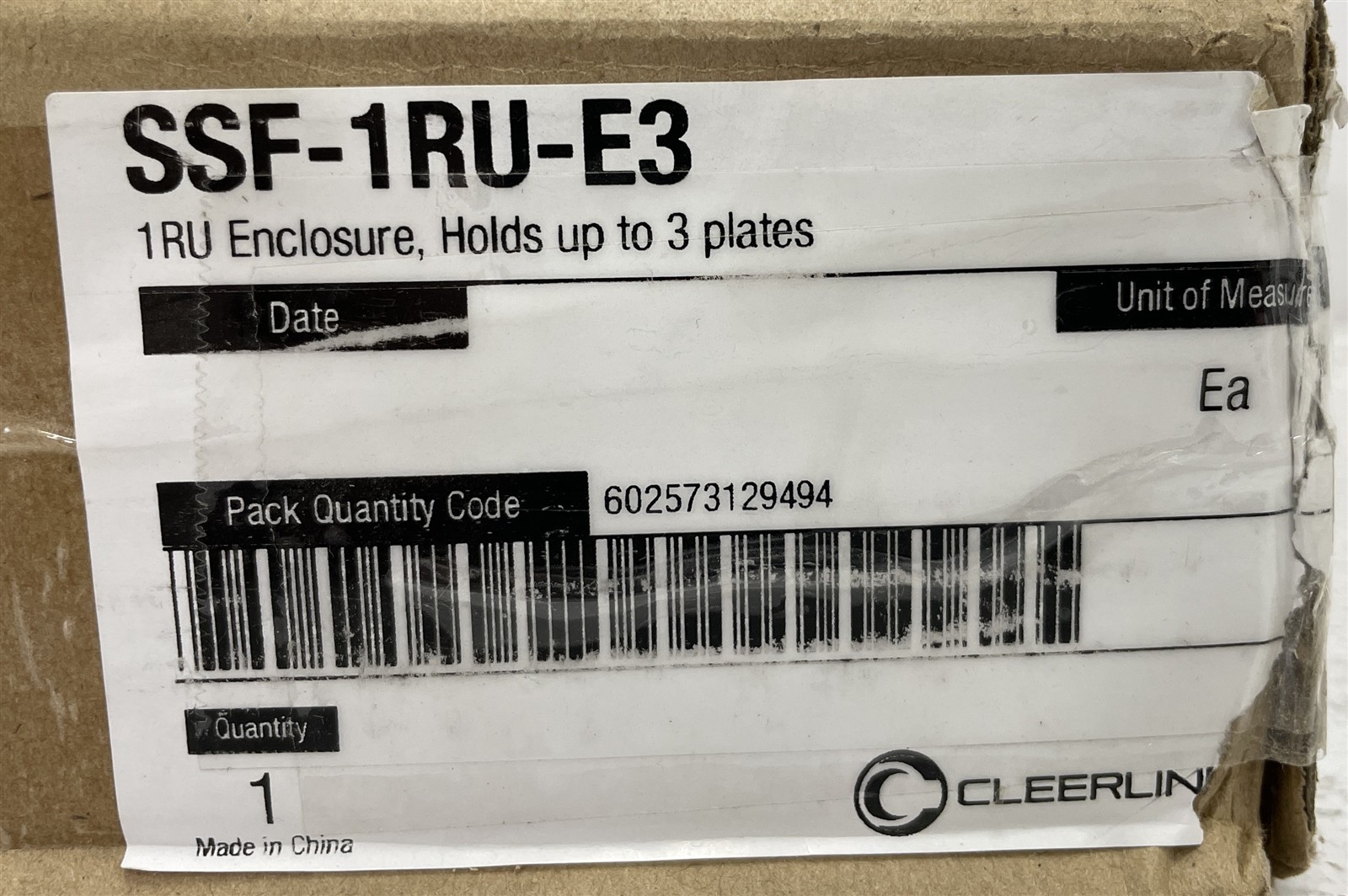 Open Box Cleerline SSF SSF-1RU-E3 Fiber Distribution Panel for 3 Plates or MTP