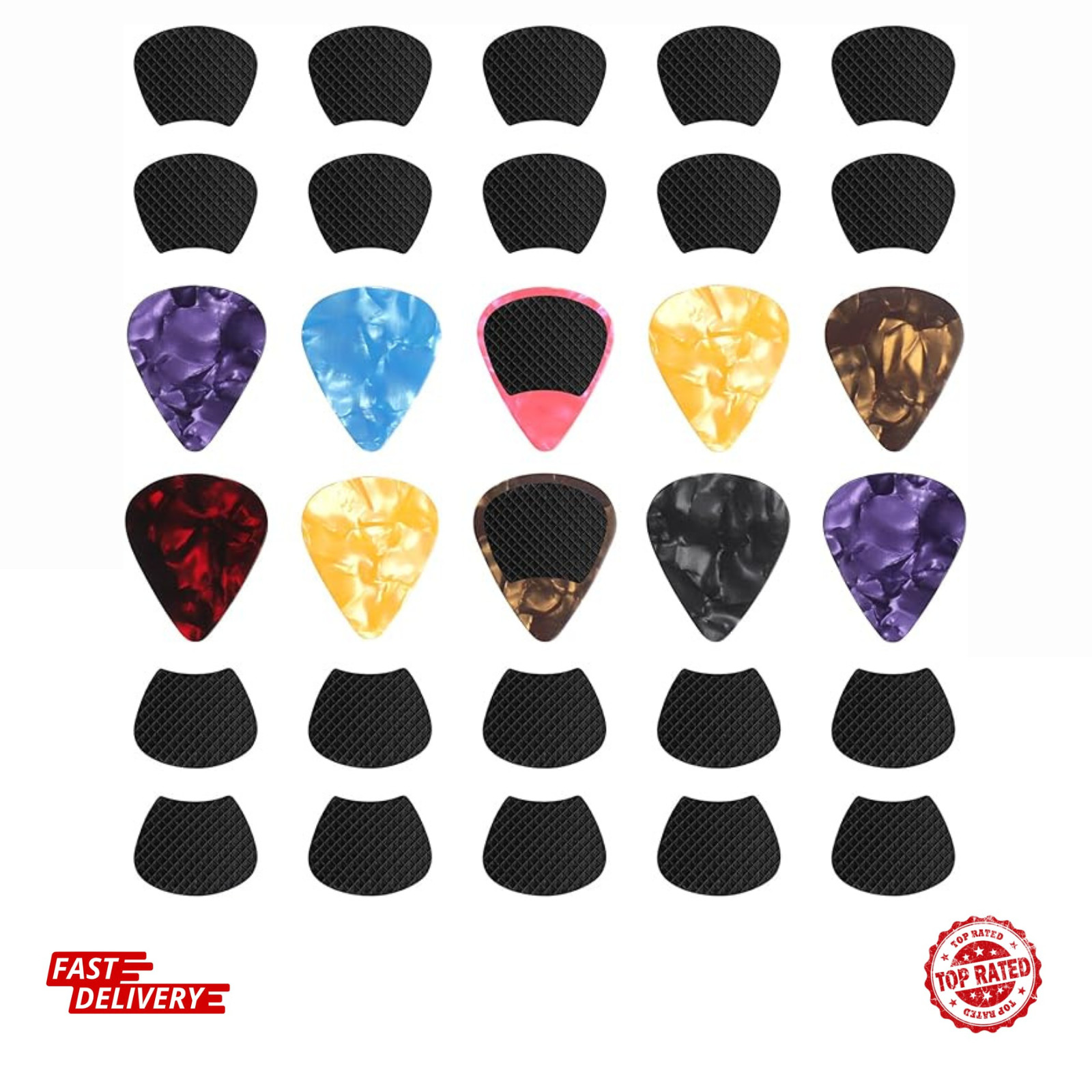 60pcs Guitar Picks Grips, Anti slip Sand Grips with 10 Guitar Picks, Self-Adhesi