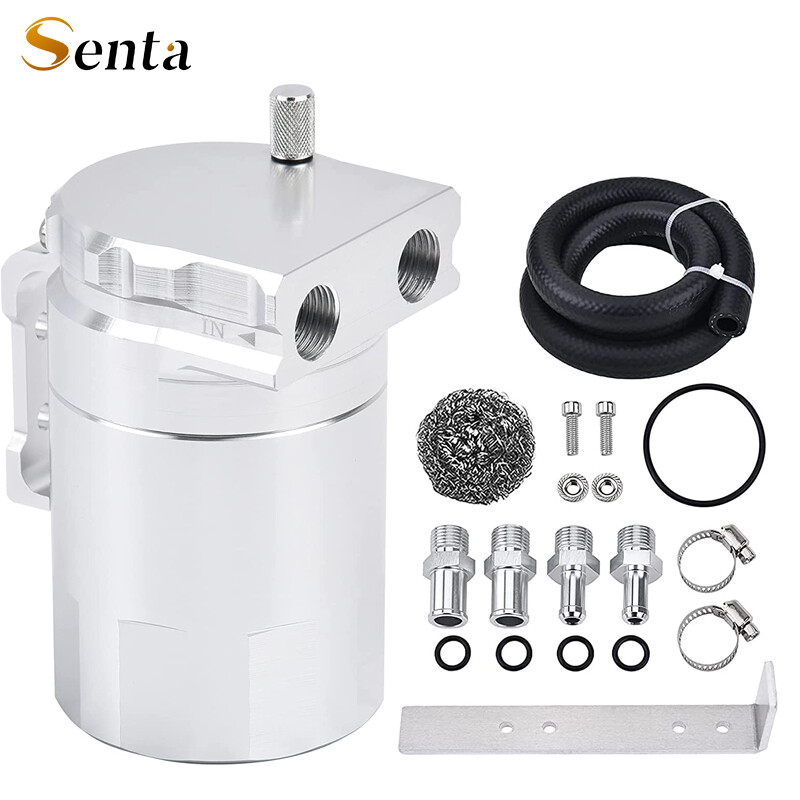 Oil Catch Can Kit Reservoir Baffled Tank with Breather Filter Universal Aluminum