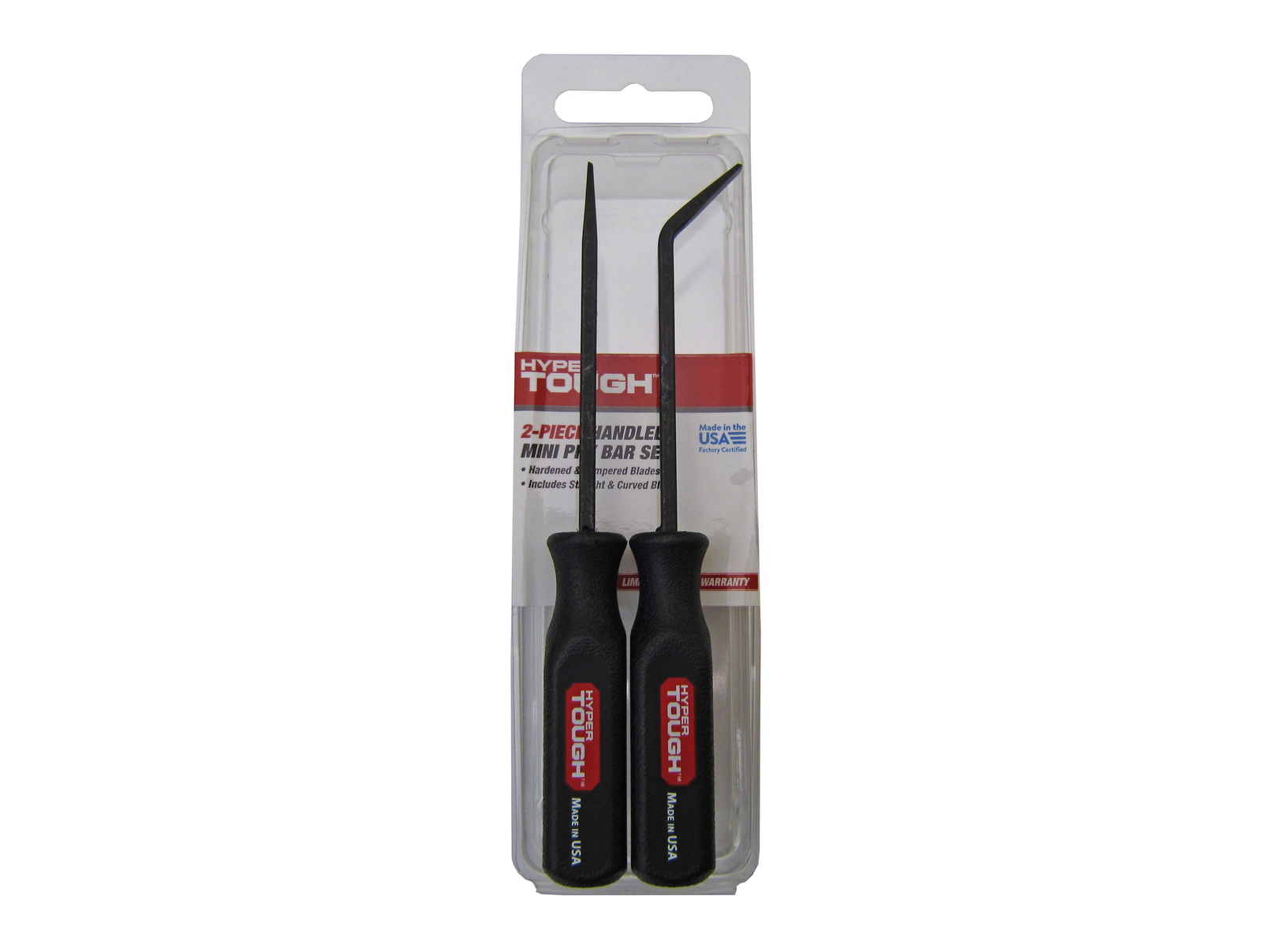 2-Piece Mini Handle Pry Bar Tool Set, Includes Straight and Curved Blade