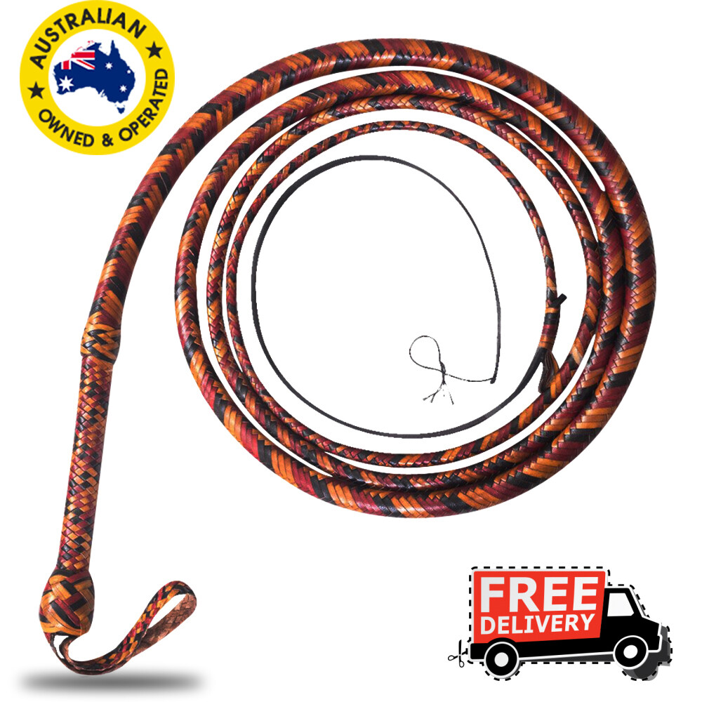 Leather Bull Whip 12 Feet Long Kangaroo Double Belly 16 Plaits Heavy Stock Whip