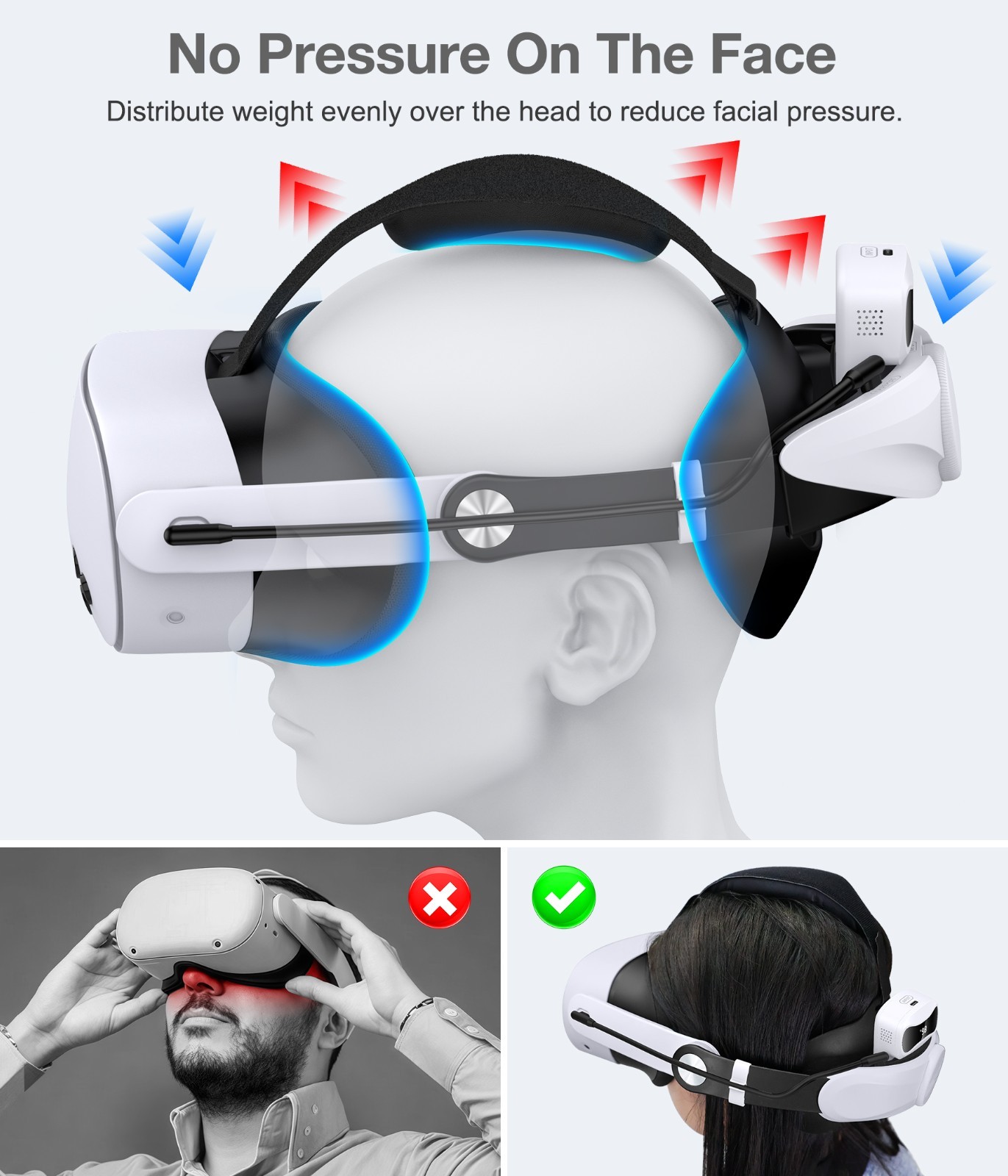 7500mAh Battery VR Head Strap for Meta Quest 2/Quest 3S/Quest 3 Replacement