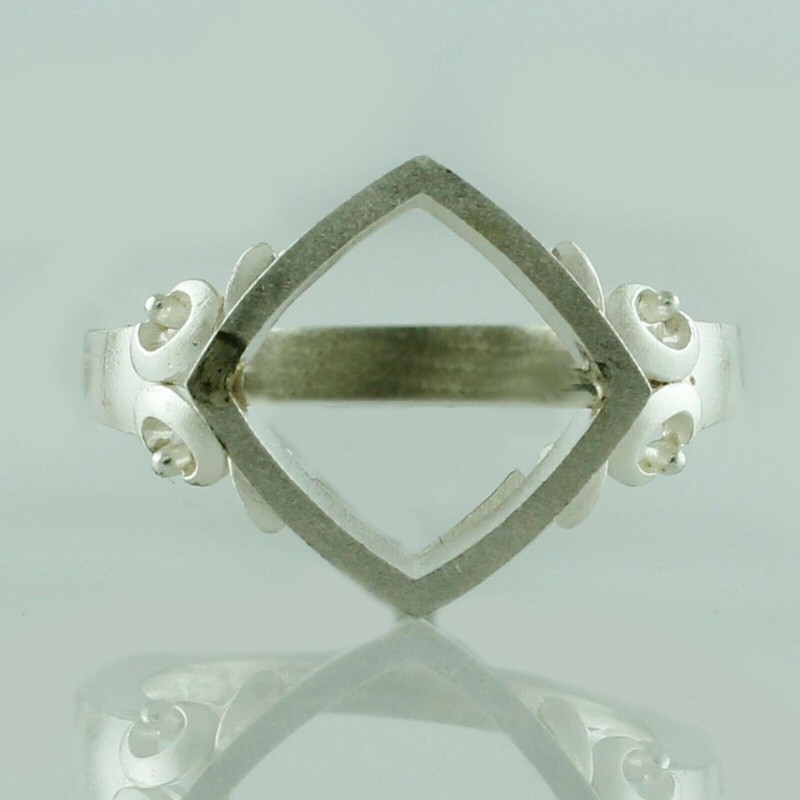925 Sterling Silver 10mm Cushion Semi Mount Cocktail Ring For Wedding Ring