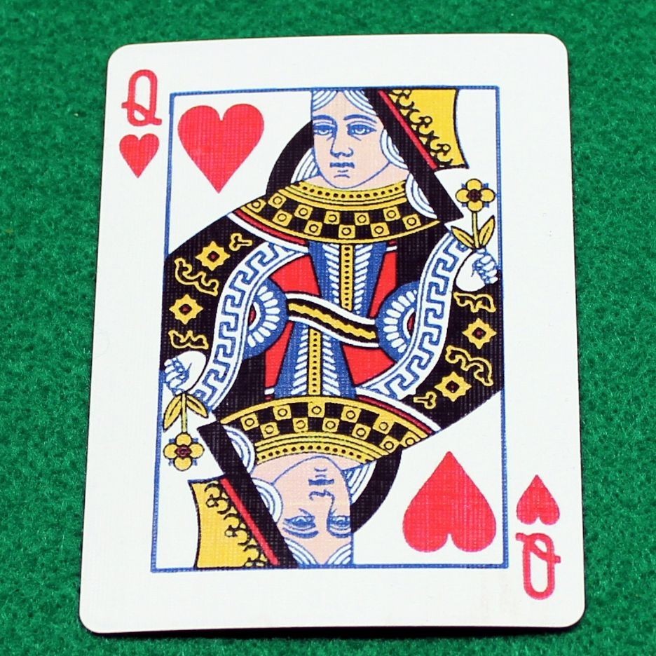 Queen of Hearts, Painted Face, Bicycle Printed Gaff Card, Blue