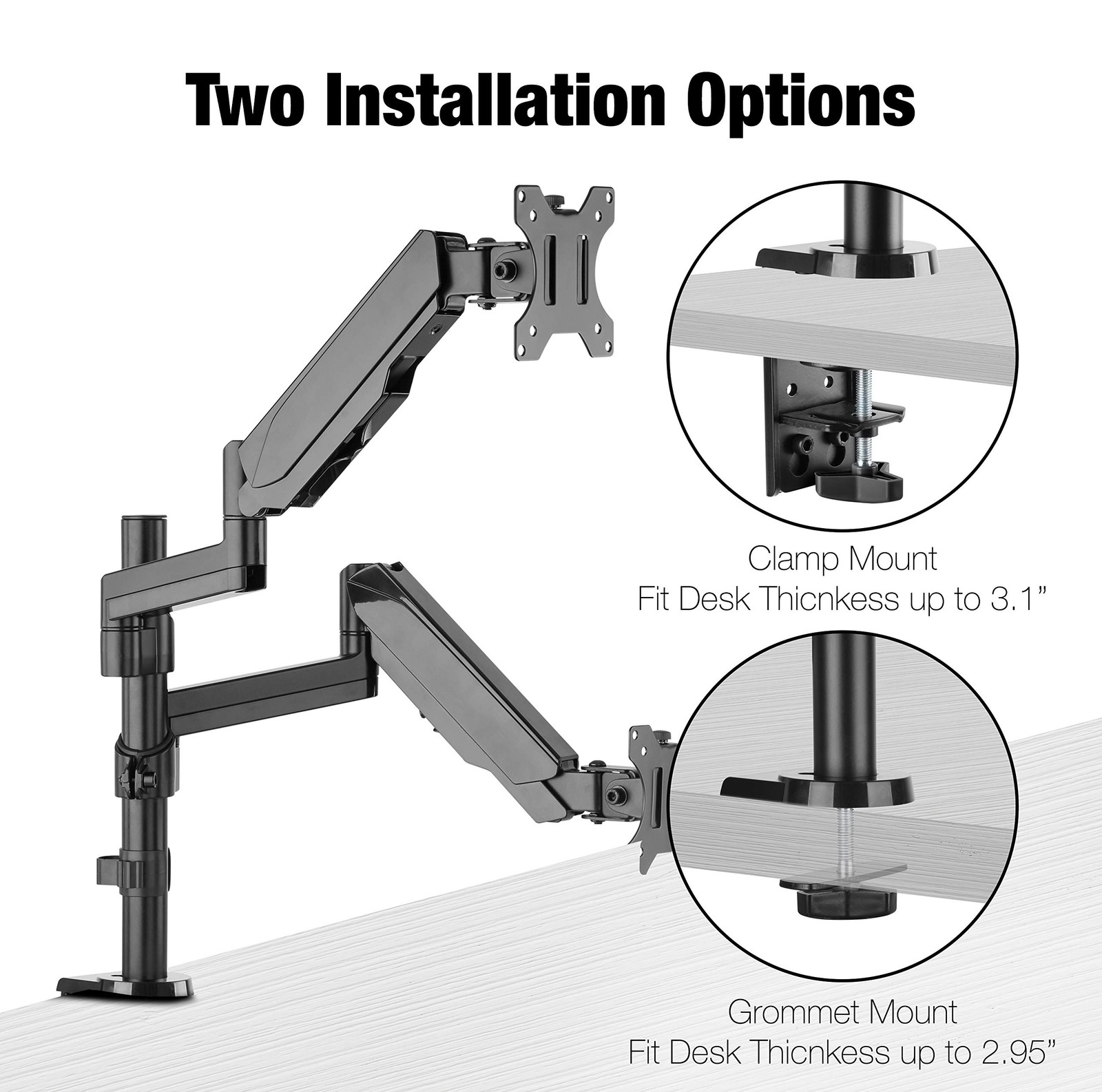 Triple/Double/Single Monitor Mount Stand - Computer Screen Desk Gas Spring Ar...