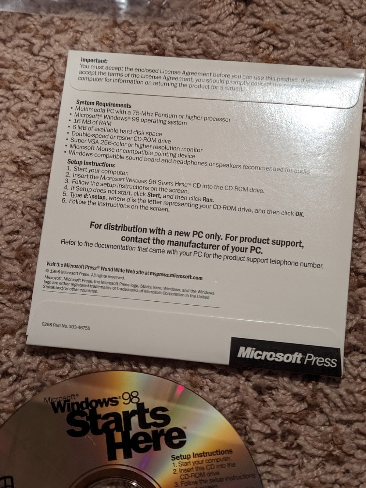 Used Microsoft Windows 98 User Guide w/ COA/Product Key NO CD-ROM Other Software