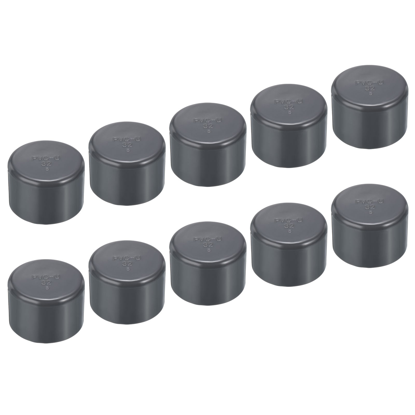 1" UPVC Pipe End Cap Fitting, 10 Pack Furniture Grade Plug Coupling Grey
