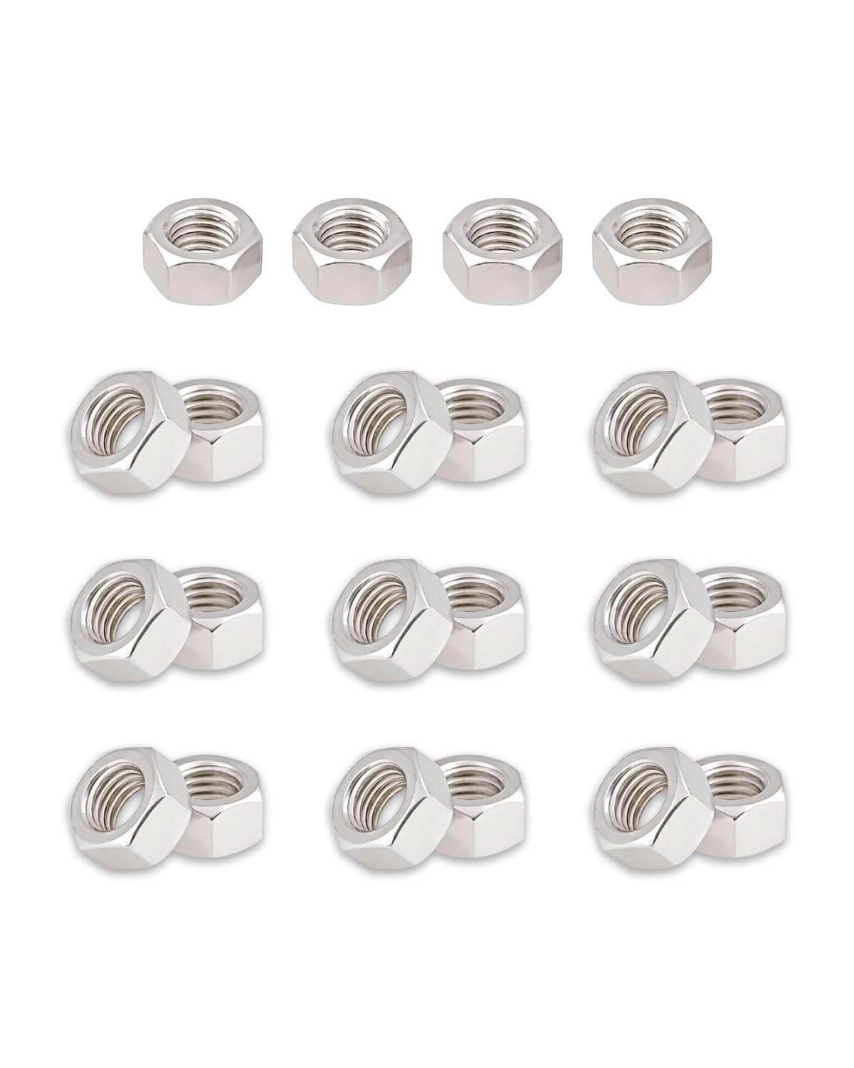 50 PCS 1/420 Hex Nuts Premium 304 Stainless Steel Fasteners Hardware Bolts