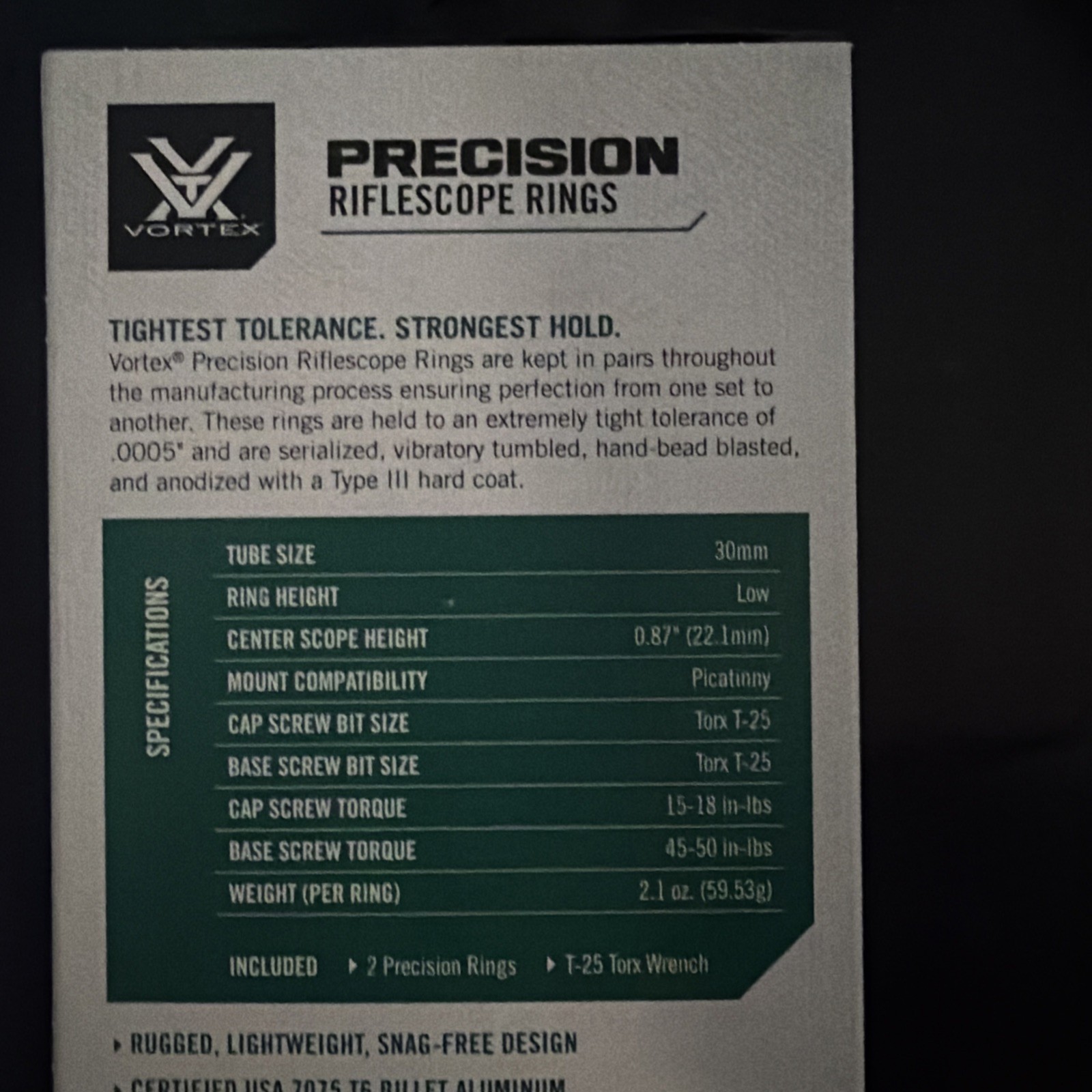 Vortex Precision Matched Rings (PMR-30-87)