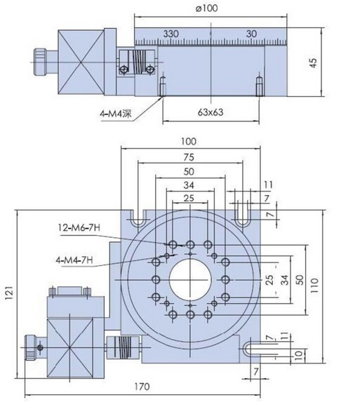 Motorized Rotation Stage PX110-100 Diameter: 100mm, Load:45kg