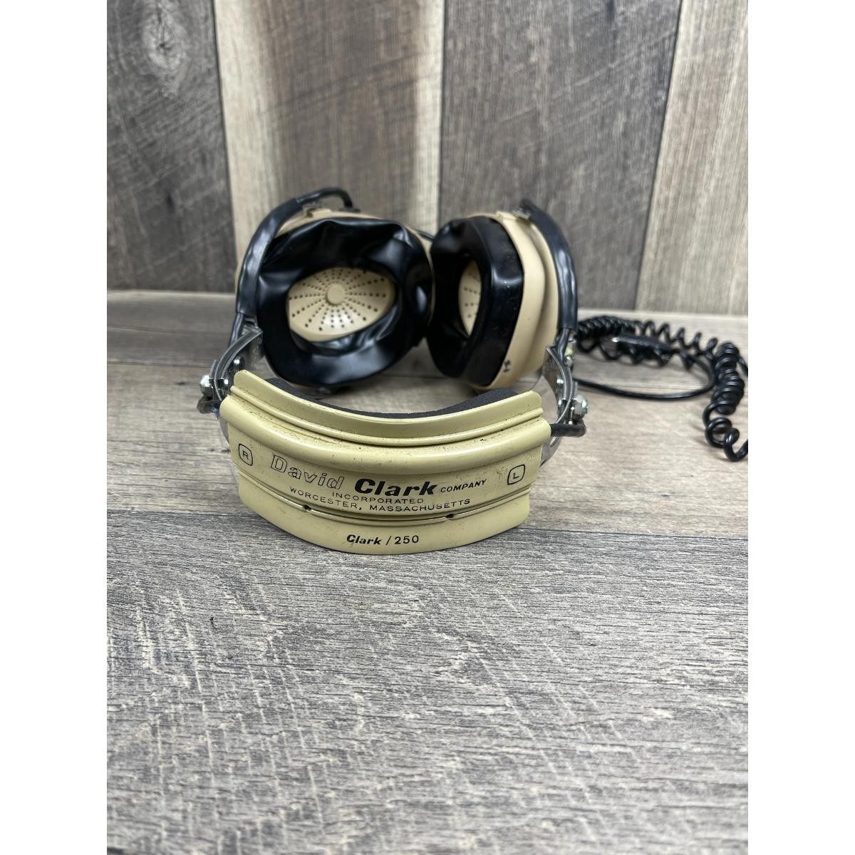 David Clark 250 Over-Ear Aviation Headset Beige Black Wired Adjustable Headband