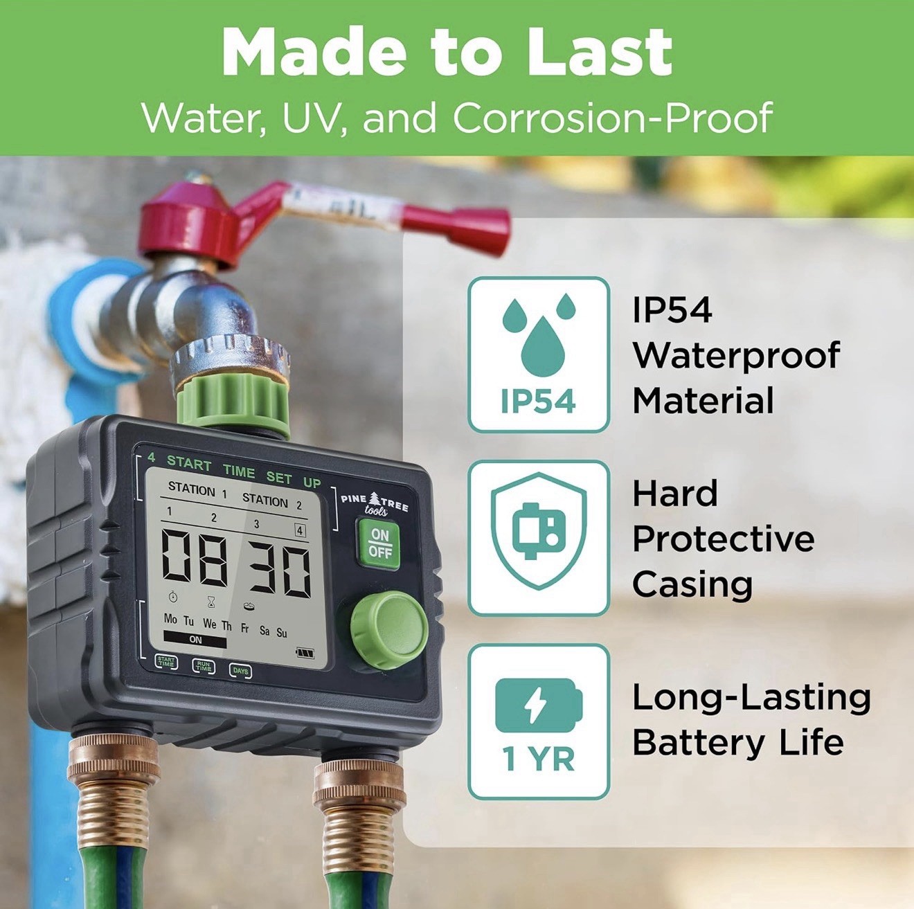 Pine Trees 2-Zone Hose Water Timer Programmable NEW (No Manual)