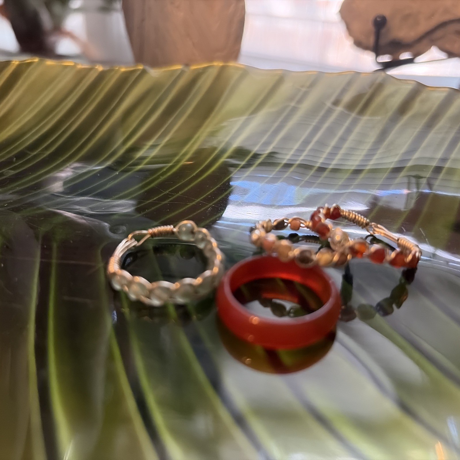 Size 8 Wire Wrap Rings Size 6.5 Carneilian Bangle Ring