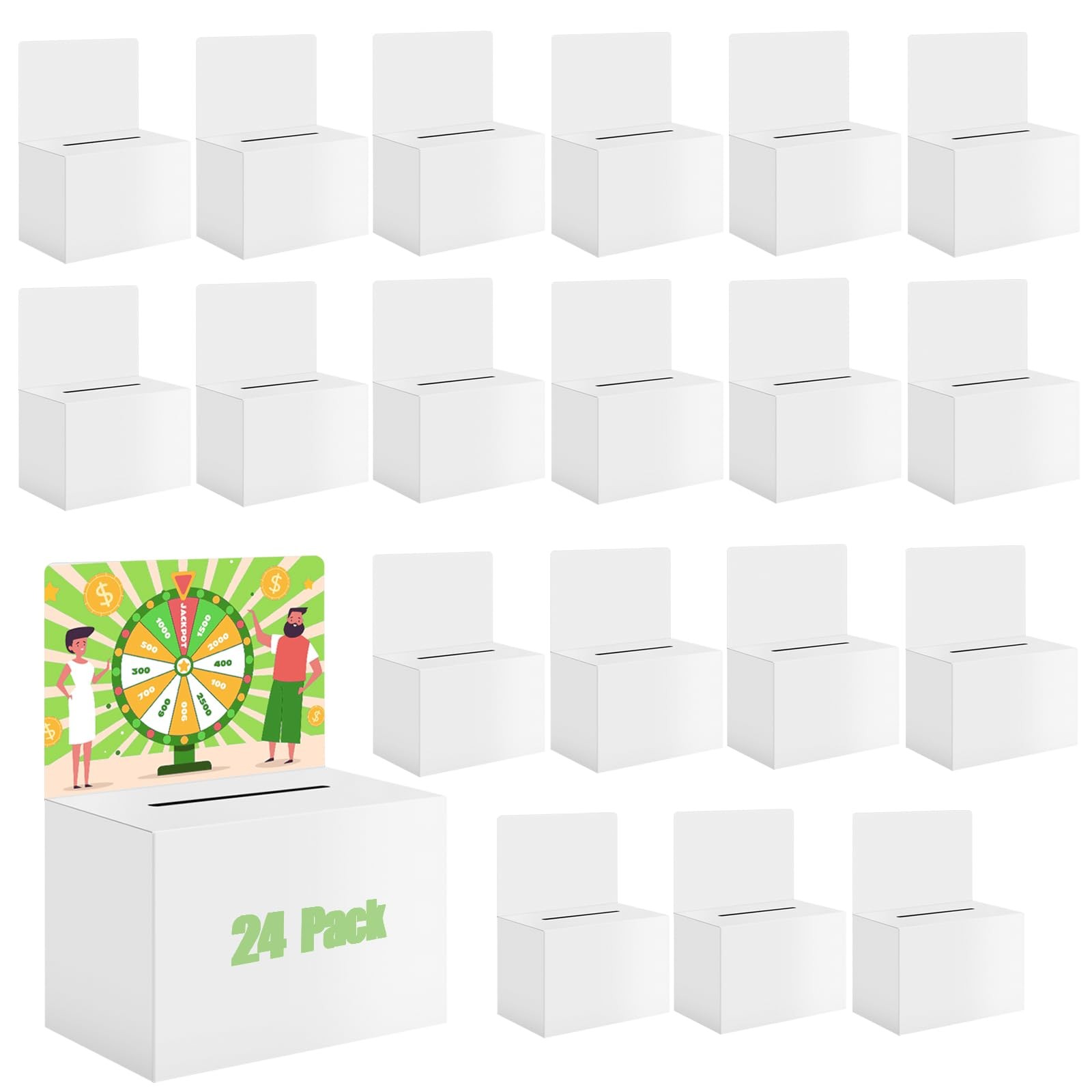 24 Pack White Cardboard Ballot Box with Slot 6.5x4.5x4.5 Inch Raffle Boxes wi...