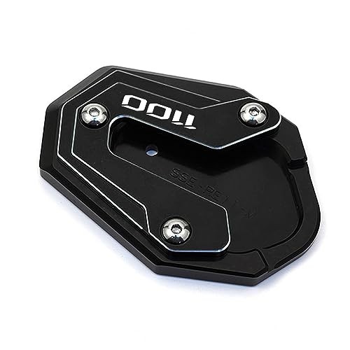 CNC Motorcycle Kickstand Pad Side Stand Enlarge Plate Compatible with Black