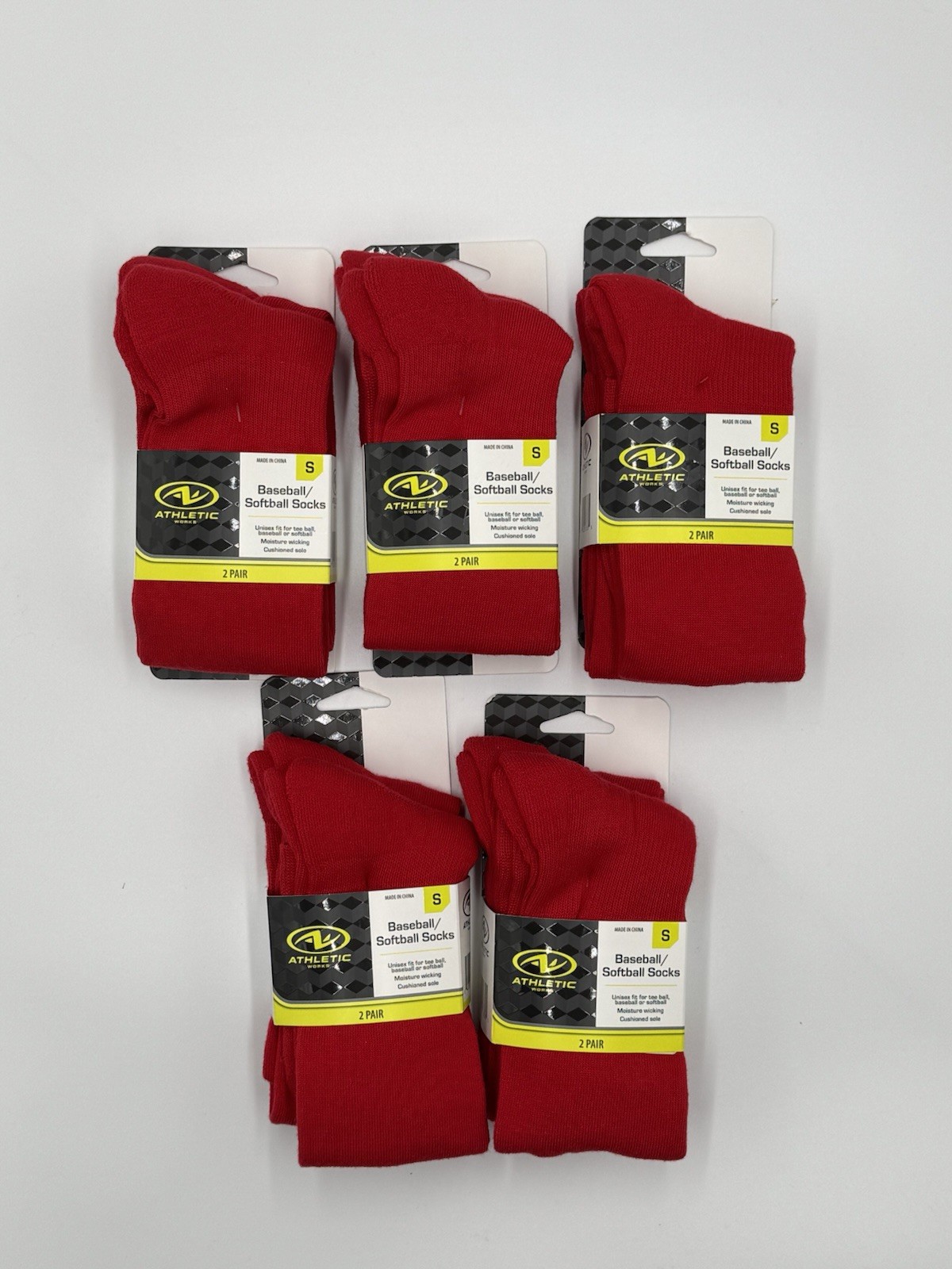 Athletic Works Baseball / Softball Youth Size S Red Socks - 10 Pairs