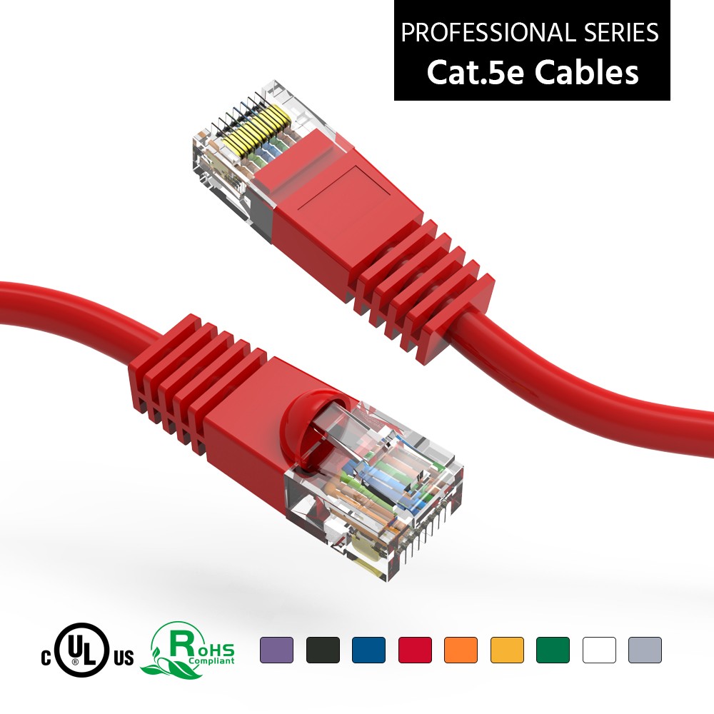 0.5Ft CAT5E UTP Ethernet Network Booted Cable Red